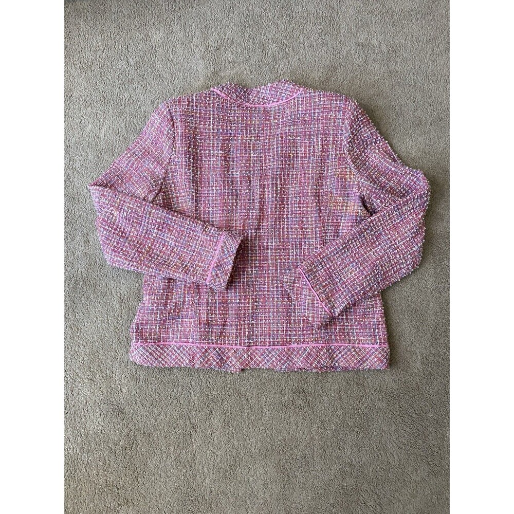 SILKLAND Pink Tweed Bouclé 2-Piece Skirt Suit Set – 70% Silk Coquette Size 12 - Picture 12 of 16